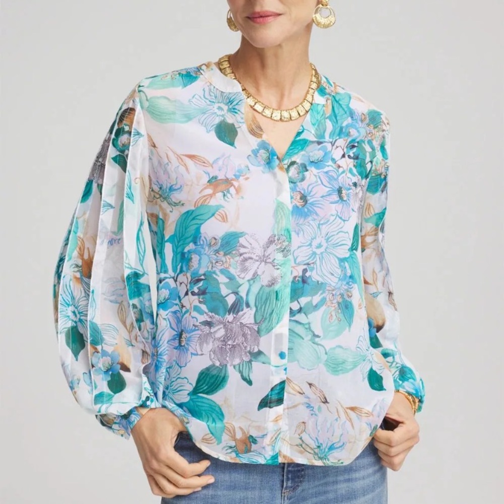 Chico’s NWT Georgette Billow Sleeve Floral Blouse Size 20-4